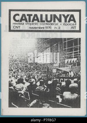 Portada de la revista clandestina Catalunya, editada por el sindicato CNT-AIT, Barcelona, noviembre de 1976. Stock Photo