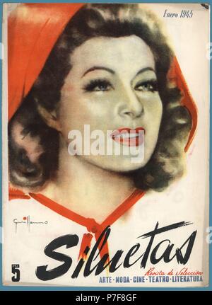 Portada de la revista de arte y moda Siluetas, editada en Barcelona, enero de 1945. Stock Photo