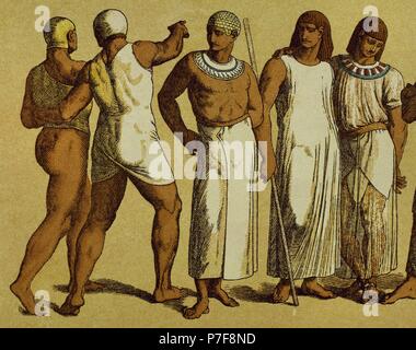 Egypt. Public servants. Engraving. Color Stock Photo - Alamy