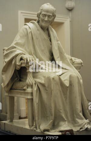 Voltaire, Francois-Marie Arouet, called (1694-1778). French writer. Sculpture by Jean-Antoine Houdon (1741-1828), 1781. The State Hermitage Museum. Saint Petersburg. Russia. Stock Photo