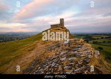 The parish church of St Michael De Rupe at Brentor in West Devon Stock Photo