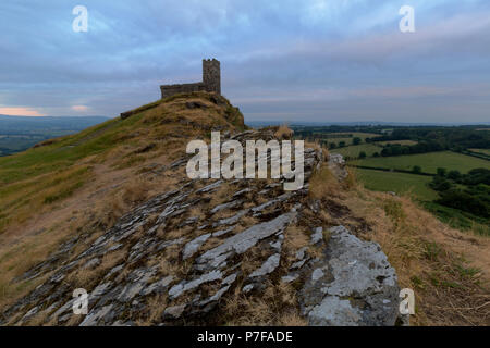 The parish church of St Michael De Rupe at Brentor in West Devon Stock Photo