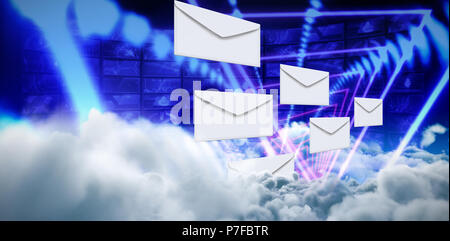 Composite image of graphic of envelopes on white background Stock Photo