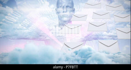 Composite image of graphic of envelopes on white background Stock Photo