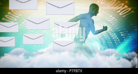 Composite image of graphic of envelopes on white background Stock Photo