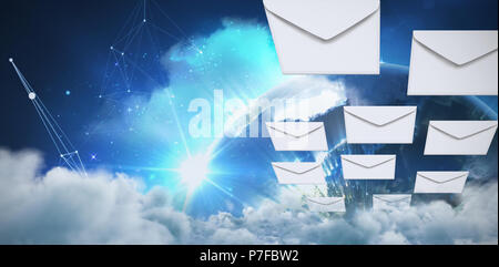 Composite image of graphic of envelopes on white background Stock Photo