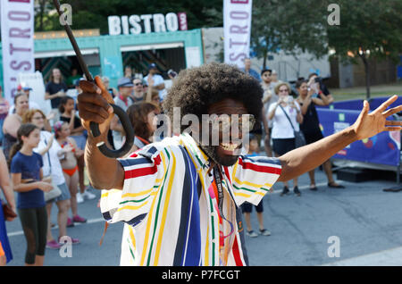 Montreal, Canada. 7/4/2018. Hip Hop brass band Urban Science Brass Band perform at the Montreal International Jazz Festival. Stock Photo