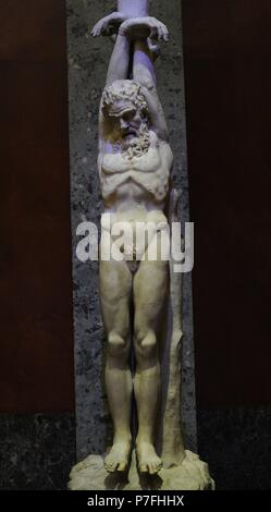 The Torment of Marsyas. Roman work of the 1st-2nd century AD. Marble. Silenus Marsyas was punished for daring to challenge Apollo to the music contest. Fragment of the sculptural group of the 3rd century BC. The State Hermitage Museum. Saint Petersburg. Russia. Stock Photo