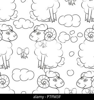 Happy sheep flying in the clouds Stock Vector