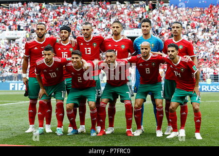 Moscow, Russia. 20th June, 2018. Morocco team group line-up (MAR) Football/Soccer : FIFA World Cup Russia 2018 match between Portugal 1-0 Morocco at the Luzhniki Stadium in Moscow, Russia . Credit: Mutsu KAWAMORI/AFLO/Alamy Live News Stock Photo