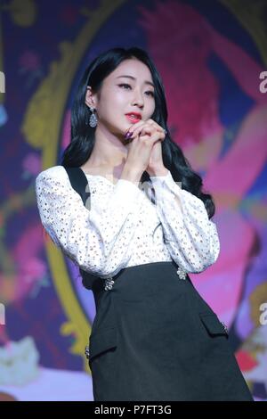 Seoul, Korea. 05th July, 2018. Kyungri Park, member of Nine Muses promoted her new solo single 'Last Night' at Muv Hall in Seoul, Korea on 05th July, 2018.(China and Korea Rights Out) Credit: TopPhoto/Alamy Live News Stock Photo