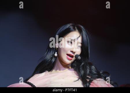 Seoul, Korea. 05th July, 2018. Kyungri Park, member of Nine Muses promoted her new solo single 'Last Night' at Muv Hall in Seoul, Korea on 05th July, 2018.(China and Korea Rights Out) Credit: TopPhoto/Alamy Live News Stock Photo