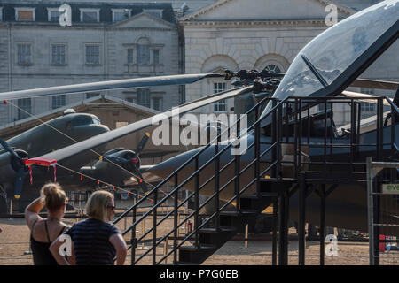 London, UK. 6th July 2018. RAF 100, Horse Guards Parade. As part of the 100th Anniversary celebrations of the Royal Air Force, an exhibition of aircraft covering the RAF’s history, from WW1 and WW2 through to the modern age. Credit: Guy Bell/Alamy Live News Stock Photo