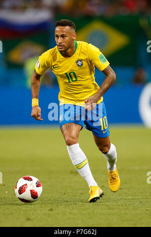 Kazan, Russia. 6th July 2018. Neymar of Brazil during the 2018 FIFA World Cup Quarter Final match between Brazil and Belgium at Kazan Arena on July 6th 2018 in Kazan, Russia. Credit: PHC Images/Alamy Live News Stock Photo