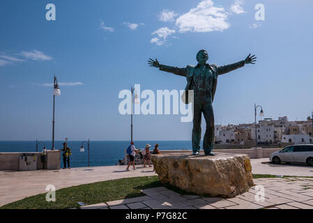 POLIGNANO A MARE, ITALY AUGUST 11, 2017: Domenico Modugno Statue  in Polignano a Mare. Stock Photo