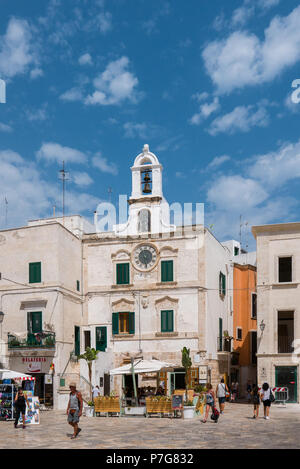 Polignano a mare, Puglia, Italy - 11 August 2017: the main square during a sunny day. Polignano is one of the most famous tourist destination in south Stock Photo