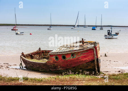 Old abandoned boats on The Alde and Ore Estuary at orford ness suffolk uk Stock Photo