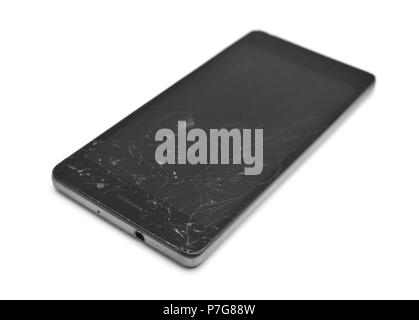 broken touchscreen of a smartphone isolated on white Stock Photo