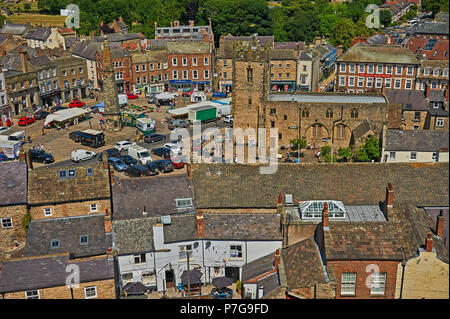 Elevated view of Richmond market place. in North Yorkshire. Stock Photo