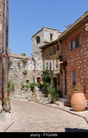 Street of village Tourrettes-sur-Loup in southeastern France, region Provence, department Alpes-Maritimes Stock Photo