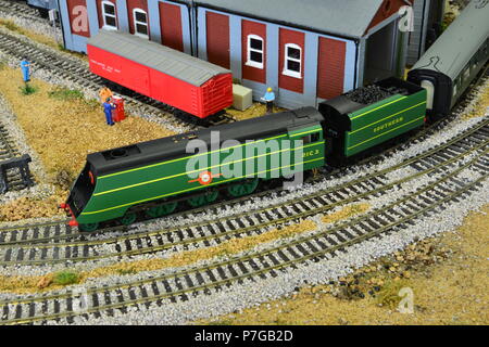 A model of a Merchant Navy class locomotive Stock Photo