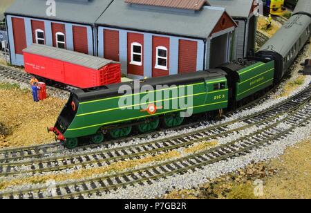 A model of a Merchant Navy class locomotive Stock Photo