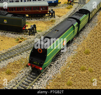 A model of a Merchant Navy class locomotive Stock Photo