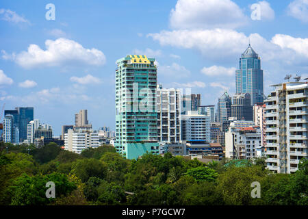 BANGKOK, THAILAND - February 23, 2017 bangkok city and modern office buildings and garden in Aerial view Stock Photo