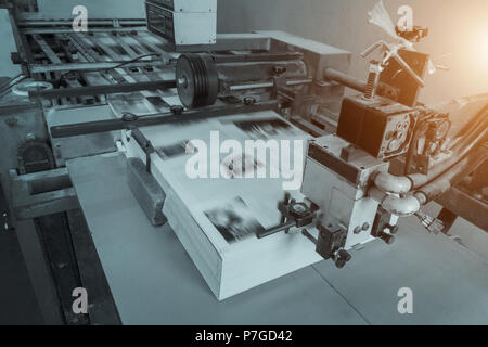 process in a modern printing house, offset printing. Stock Photo