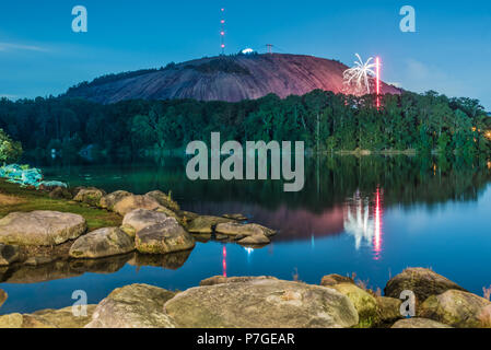 Lasershow and fireworks display at Stone Mountain Park in Atlanta, Georgia. (USA) Stock Photo