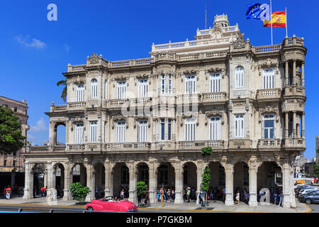 The Spanish Embassy in Havana, Habana Vieja, Cuba, restored grand building exterior Stock Photo