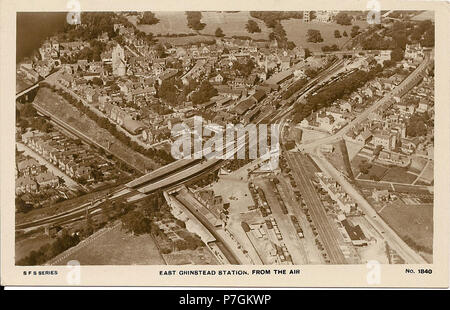 East Grinstead railway station . 1920s 141 East Grinstead station (aerial view) Stock Photo