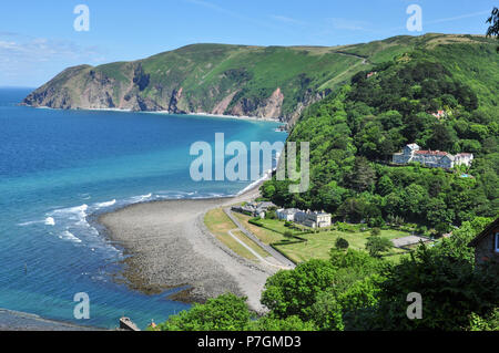 Lynmouth (looking towards Foreland Point from Lynton), North Devon, England, UK Stock Photo