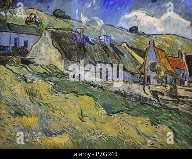 Vincent Van Gogh (1853-1890). Dutch Post-Impressionist painter. Tatched Cottages and houses, 1890. Oil on canvas. The State Hermitage Museum. Saint Petersburg. Russia. Stock Photo