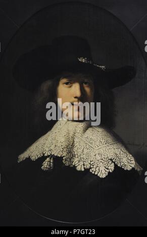 Rembrandt Harmenszoon van Rijn (1606-1669). Dutch painter. Portrait of a Young Man with a Lace Collar, 1634. The State Hermitage Museum. Saint Petersburg. Russia. Stock Photo