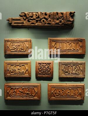 Islamic period. Medieval. Plates (possiby parts of a book-stand). Wood; carved. Egypt. 11th-12th centuries. The State Hermitage Museum. Saint Petersburg. Russia. Stock Photo