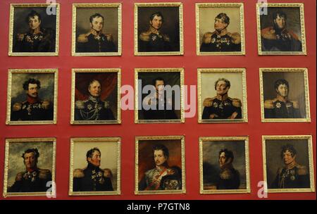 Portraits of the Generals who were heroes of the 1812 War. By the British artist George Dawe (1781-1829) with the participation of Russian artists Alexander Polyakov and Wilhelm August Golicke (1802-1848). War Gallery of 1812.  Winter Palace. The State Hermitage Museum. Saint Petersburg. Russia. Stock Photo