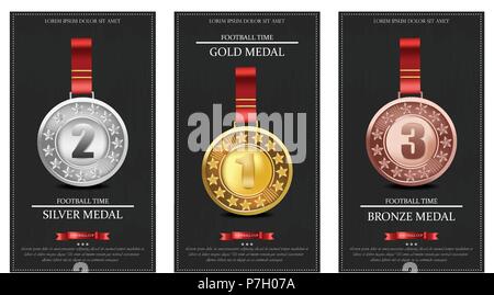 Golden, silver and bronze medals Vector illustration Stock Vector