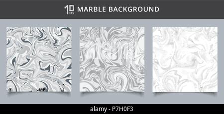 Template cover set gray and white marble background texture. Vector illustration Stock Vector