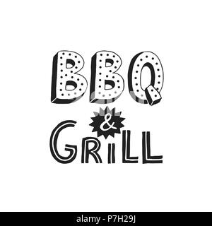 BBQ and grill lettering Stock Vector