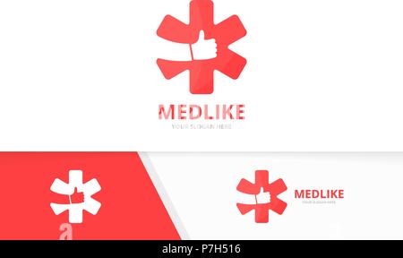 Vector ambulance and like logo combination. Medic and best symbol or icon. Unique emergency and choice logotype design template. Stock Vector