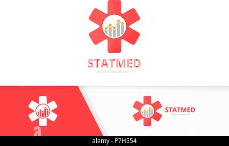 Vector ambulance and graph logo combination. Medic and diagram symbol or icon. Unique emergency and chart logotype design template. Stock Vector