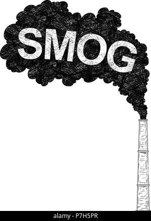 Vector Artistic Drawing Illustration of Smokestack, Industry or Factory Air Smog Pollution Stock Vector