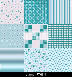 Design 8 Chic different vector patterns. Texture can be used for printing on fabric and paper or scrap booking. EPS vector background. Stock Vector