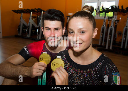 Vimercate - Aerobic Gymnastics, - Michela Castoldi and Davide Donati (Aerobic Fusion) have won the title of world champions of aerobic gymnastics at G Stock Photo