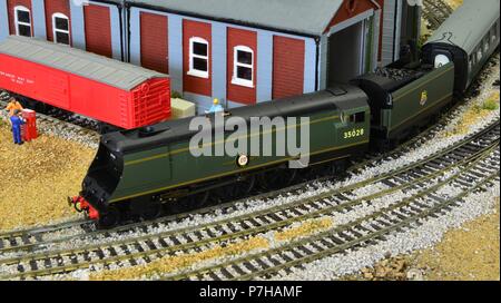 A model of a Merchant Navy class locomotive Stock Photo