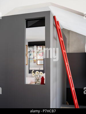 Small Bedroom With Red Wall Stock Photo 82855705 Alamy