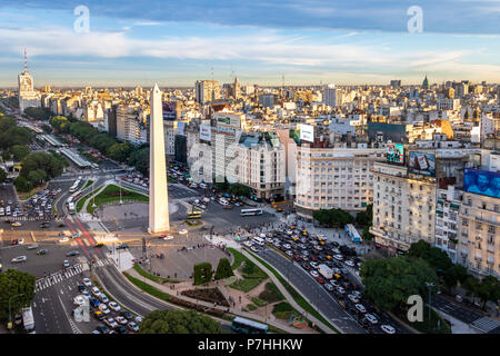 Aerial view of Buenos Aires and 9 de julio avenue - Buenos Aires, Argentina Stock Photo