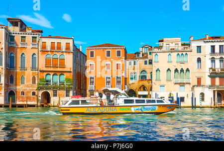 Venice, Italy - June 15, 2018: Water Bus Alilaguna on the Grand Canal in Venice Stock Photo