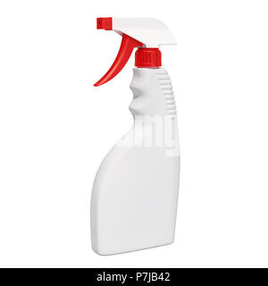 White blank plastic spray detergent bottle isolated on background ...